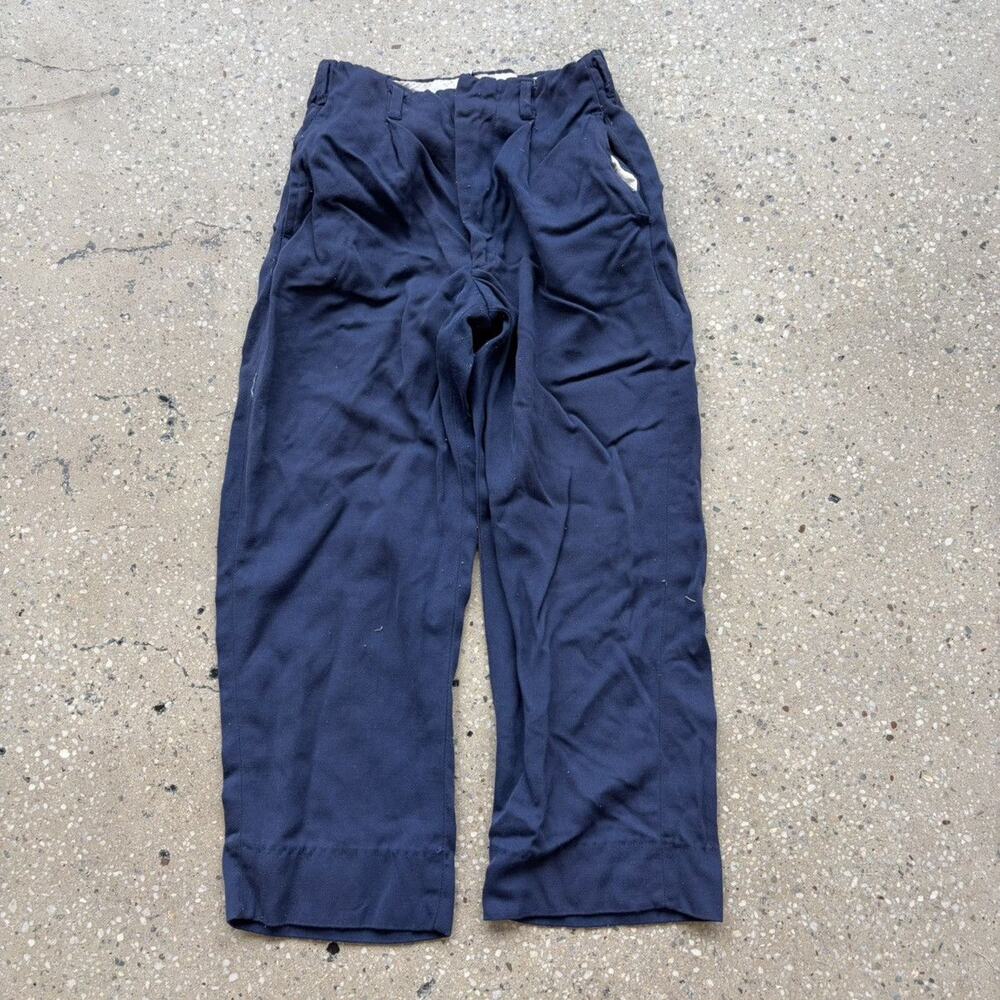 Vintage 50s Blue Drop Loop Rayon Trousers 22x20